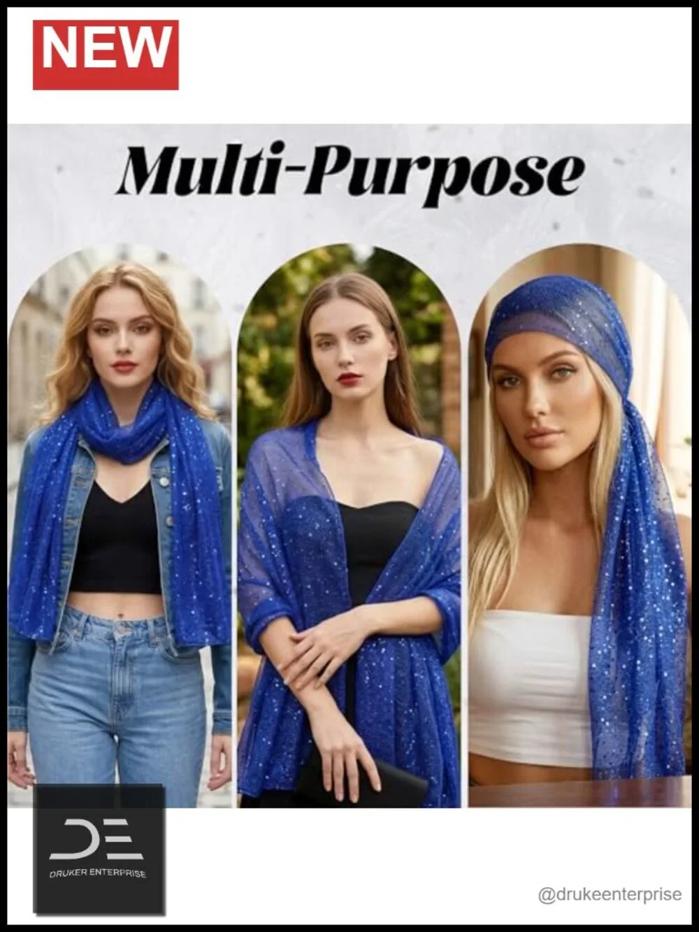 Sequin Fringed Sheer Mesh Shawl Wrap Scarf Multi-Use Hijab